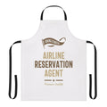 Airline reservation agent wearing a stylish, high-quality apron for their work uniform