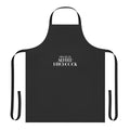 An apron featuring the silhouette and name of acclaimed director Alfred Hitchcock.