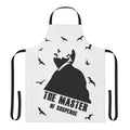 An apron featuring the iconic Alfred Hitchcock, the master of suspense.