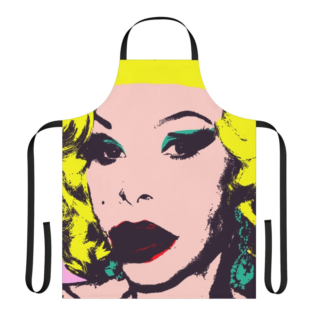 Vibrant Amanda Lepore themed apron with bold colors and patterns