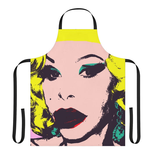 Vibrant Amanda Lepore themed apron with bold colors and patterns