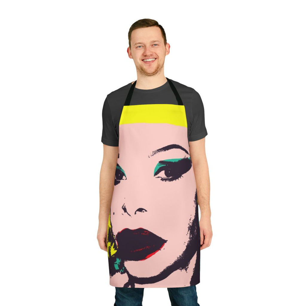 Vibrant Amanda Lepore themed apron with bold colors and patterns