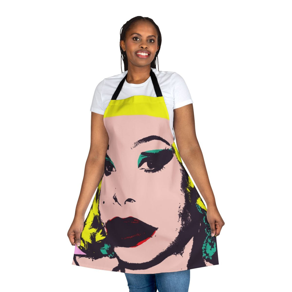 Vibrant Amanda Lepore themed apron with bold colors and patterns