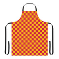 Amber orange and crimson red checkered pattern apron