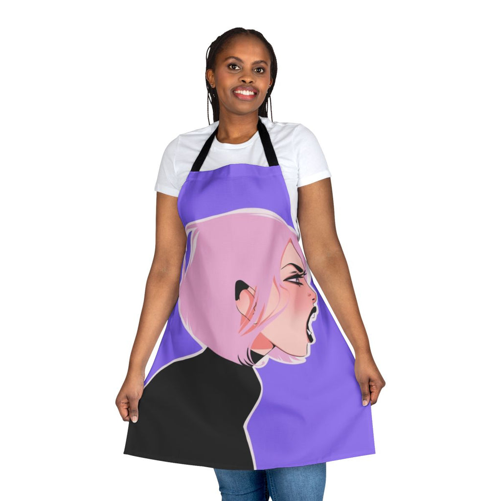 A vibrant and colorful apron with a manga-inspired design, perfect for cooking and everyday use.