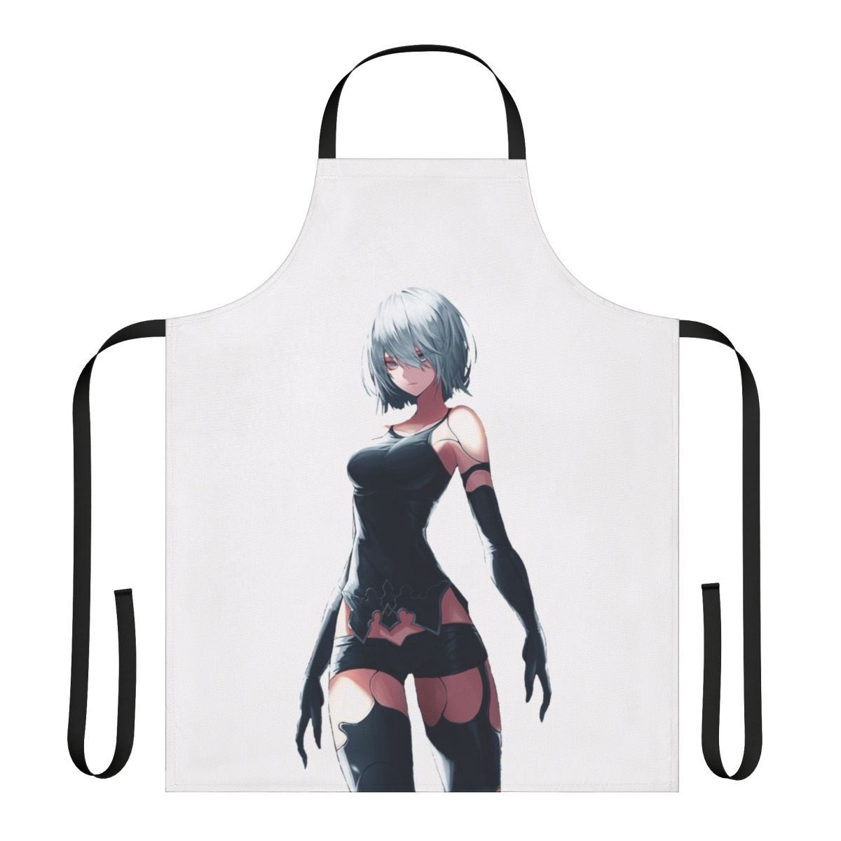 An image of a high-quality apron featuring the Yorha Type A No 2 android design from the video game Nier Automata.