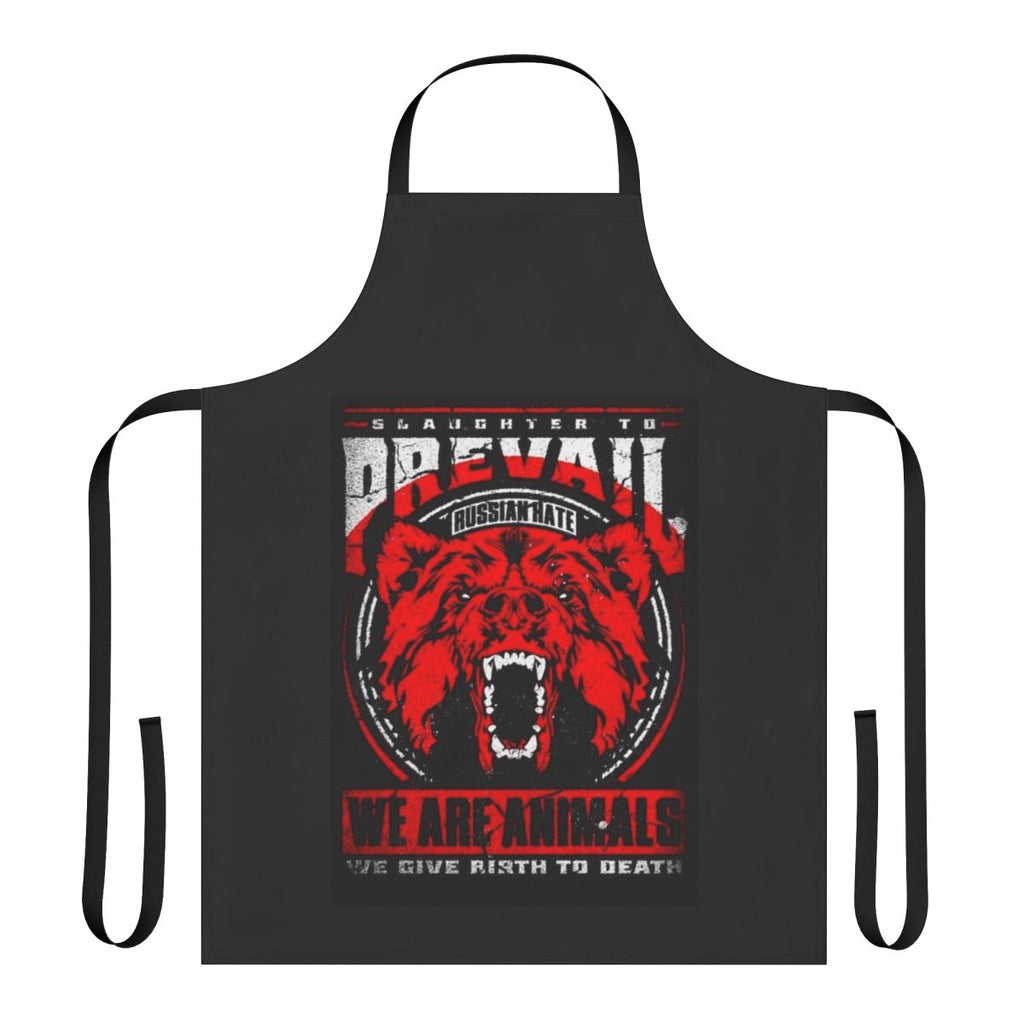 Animal print apron with metal and deathcore band logos