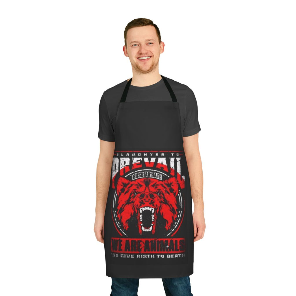 Animal print apron with metal and deathcore band logos