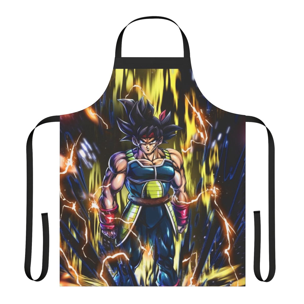 Anime-inspired apron featuring Saiyan characters Goku and Vegeta