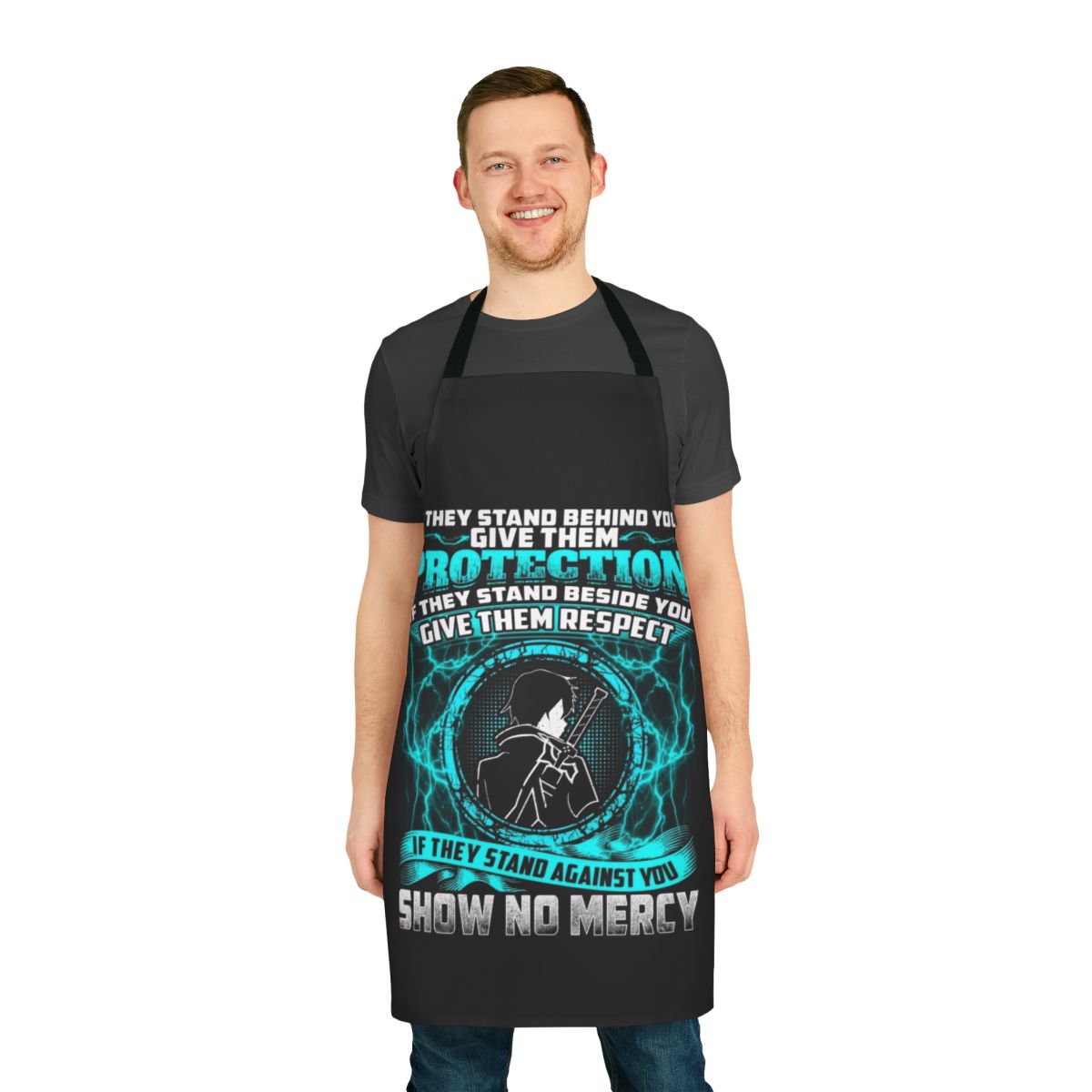 Anime-inspired apron featuring Kirito and Asuna from Sword Art Online