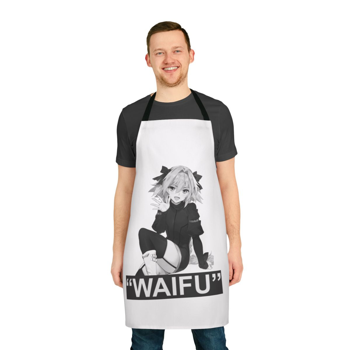 A stylish and popular anime-inspired apron featuring the character Astolfo from the Fate series.