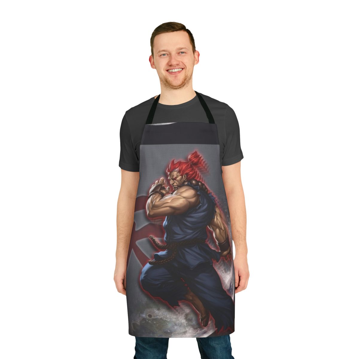 Akuma-themed apron with bold design for anime fans and home chefs