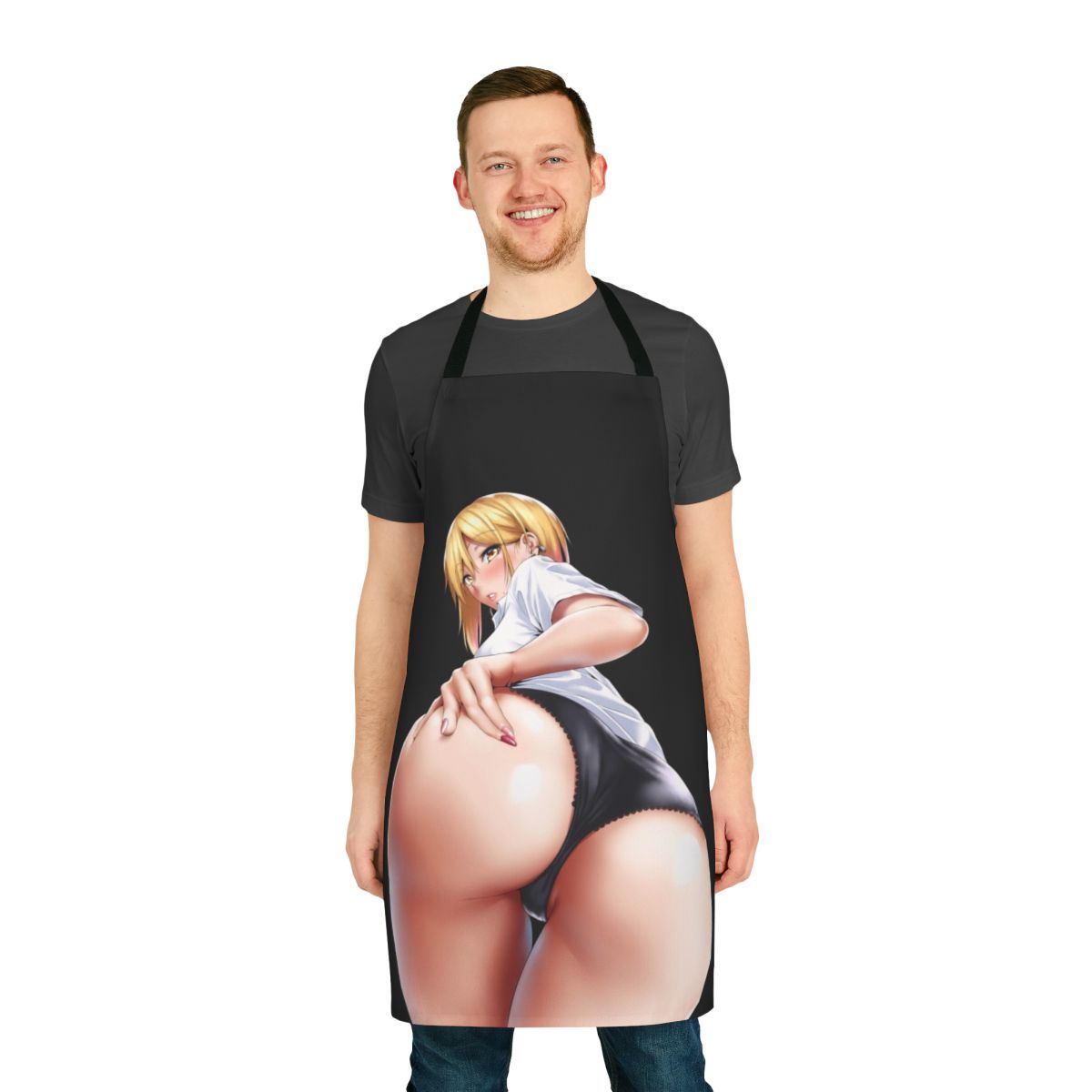 A stylish and fun apron featuring an anime-inspired design of a cute and naughty girl.