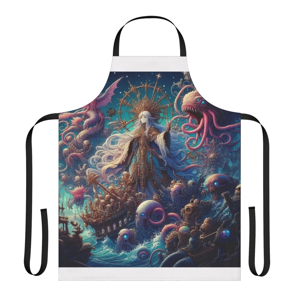 Vibrant anime-inspired apron with a beautiful anime girl design
