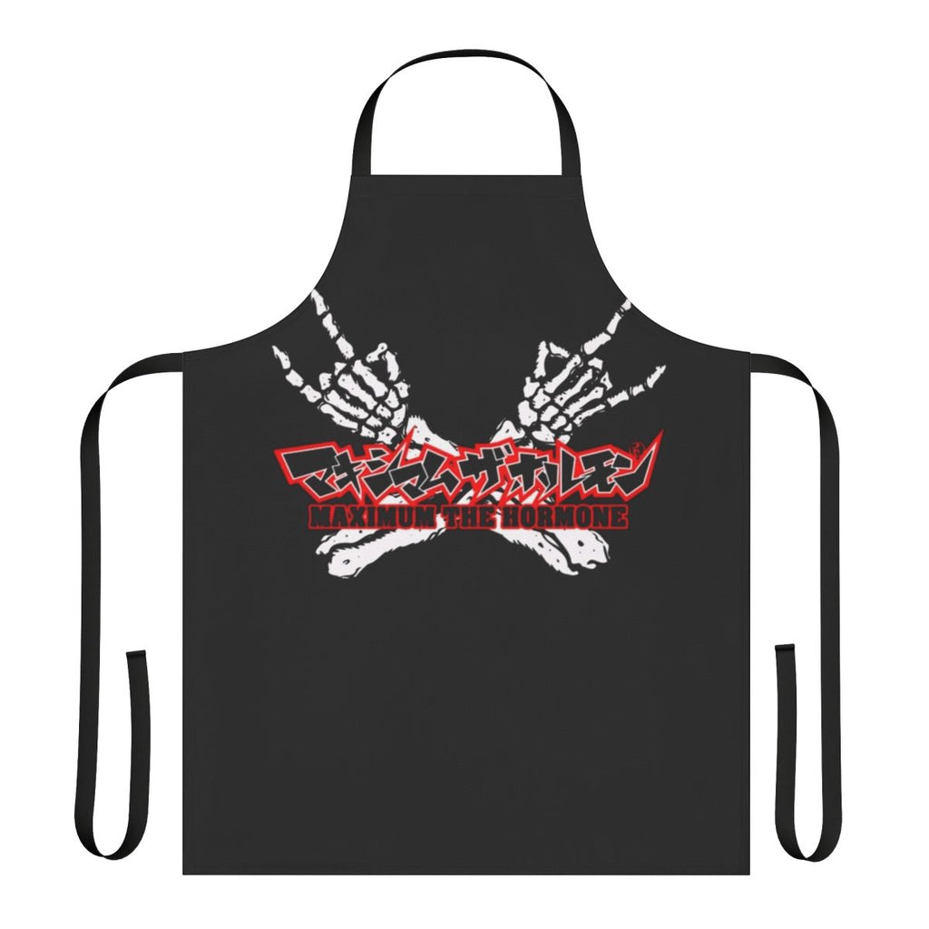 Stylish black apron featuring the logo and imagery of the Japanese heavy metal band Maximum The Hormone