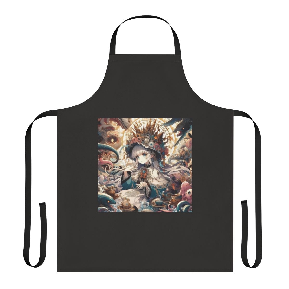 Vibrant anime-style apron with a beautiful anime girl design