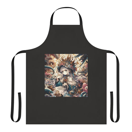 Vibrant anime-style apron with a beautiful anime girl design