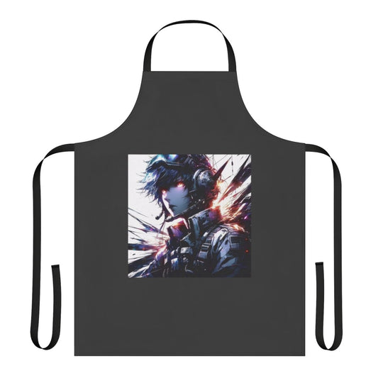Vibrant anime-inspired apron with cute anime girl design