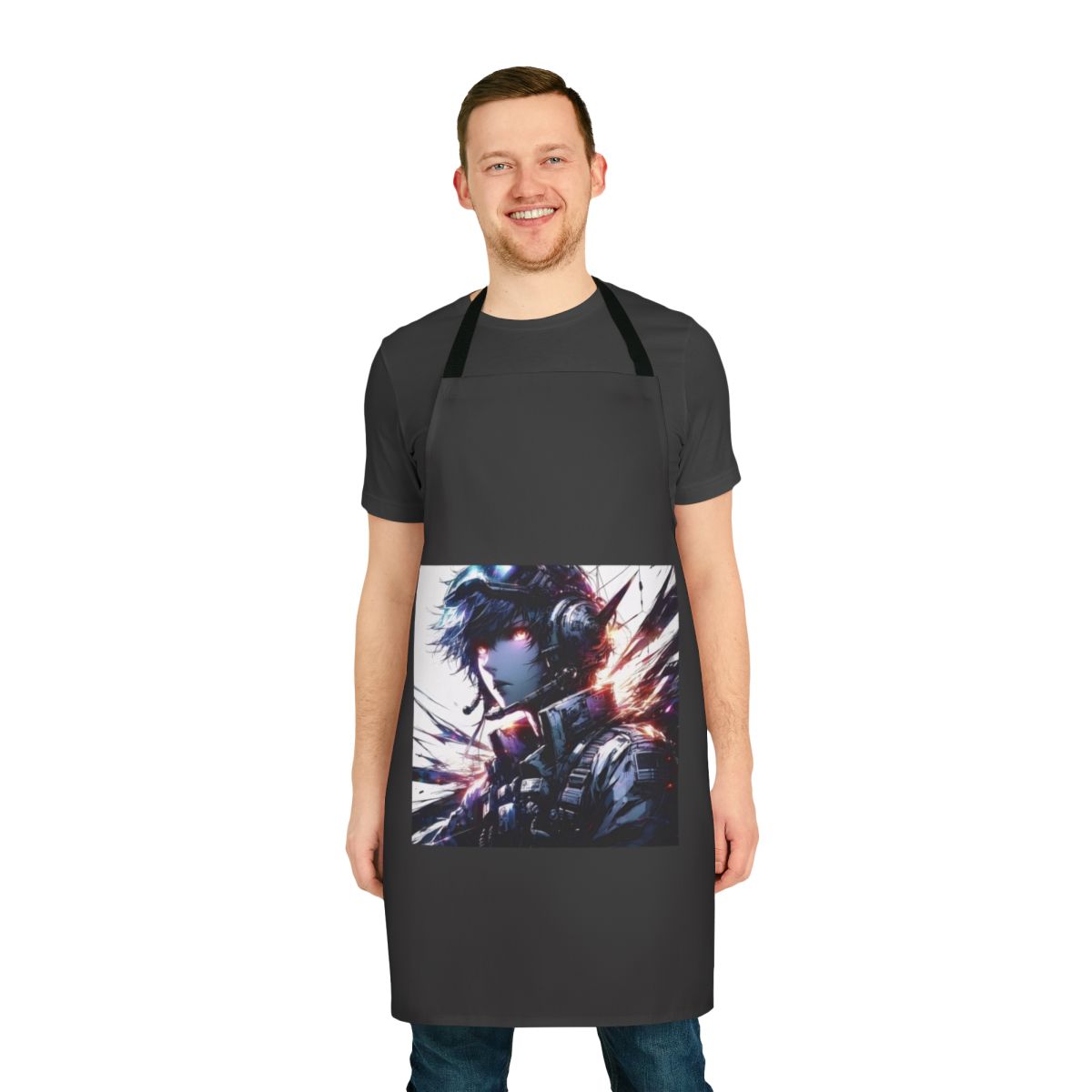 Vibrant anime-inspired apron with cute anime girl design