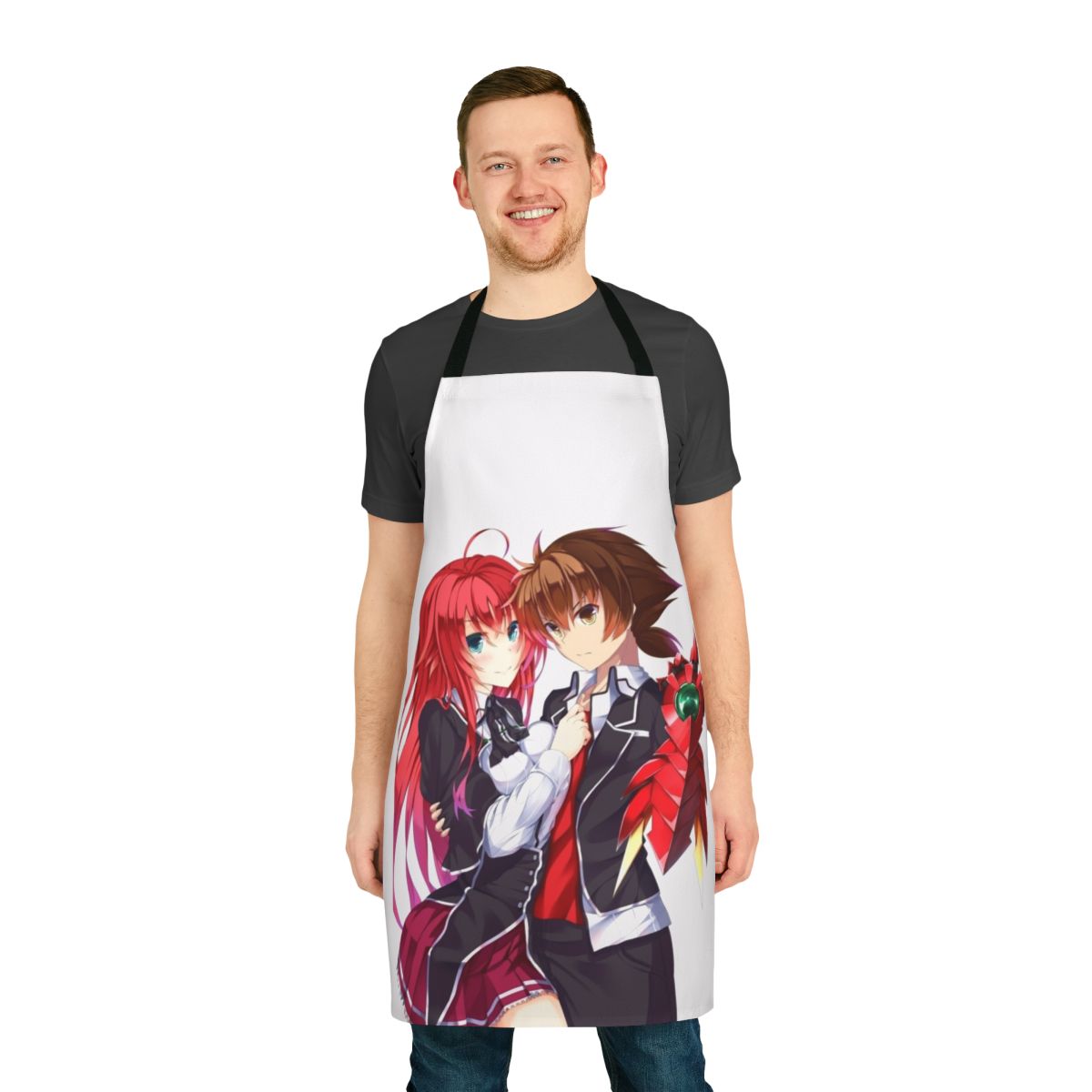Anime-style apron with high school theme