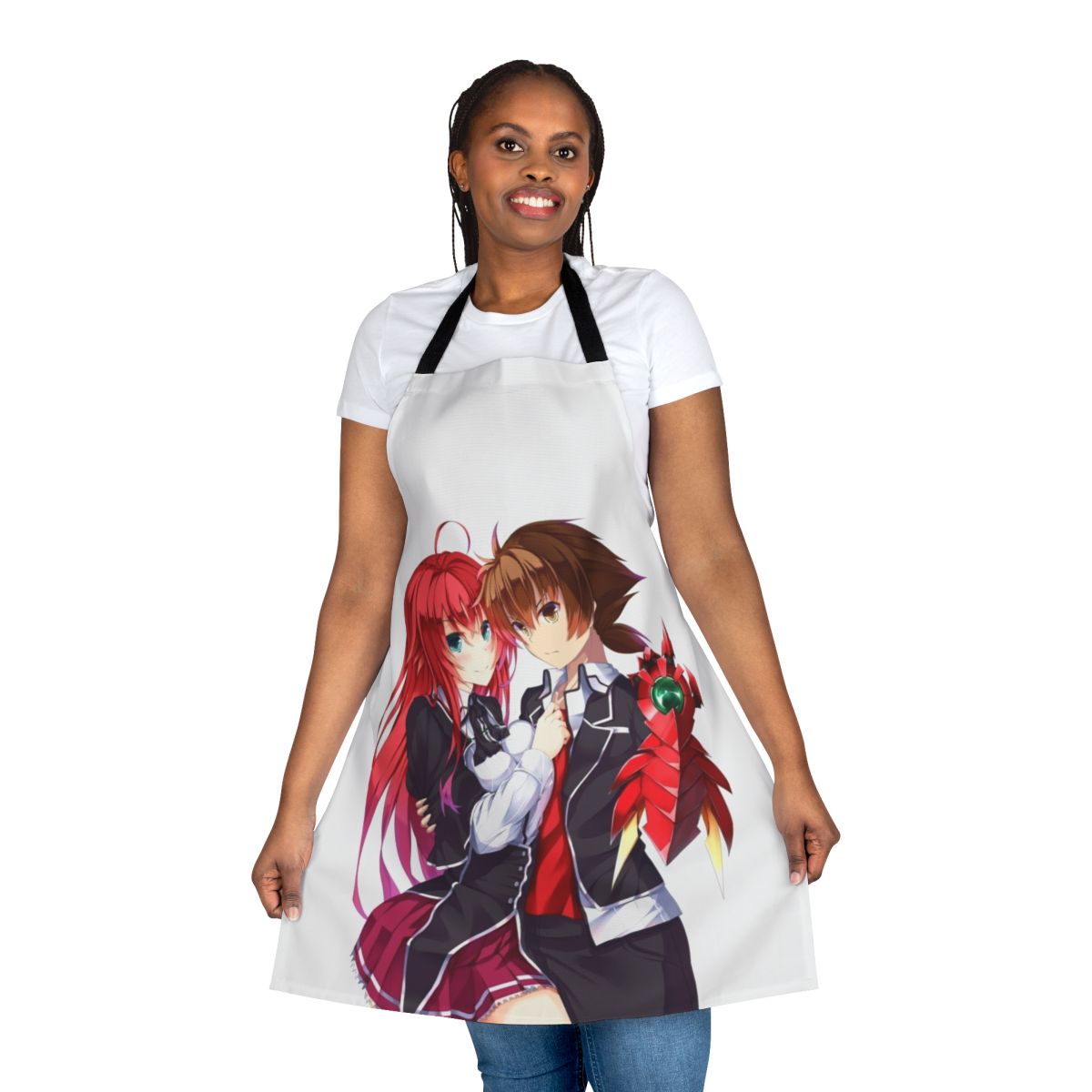 Anime-style apron with high school theme