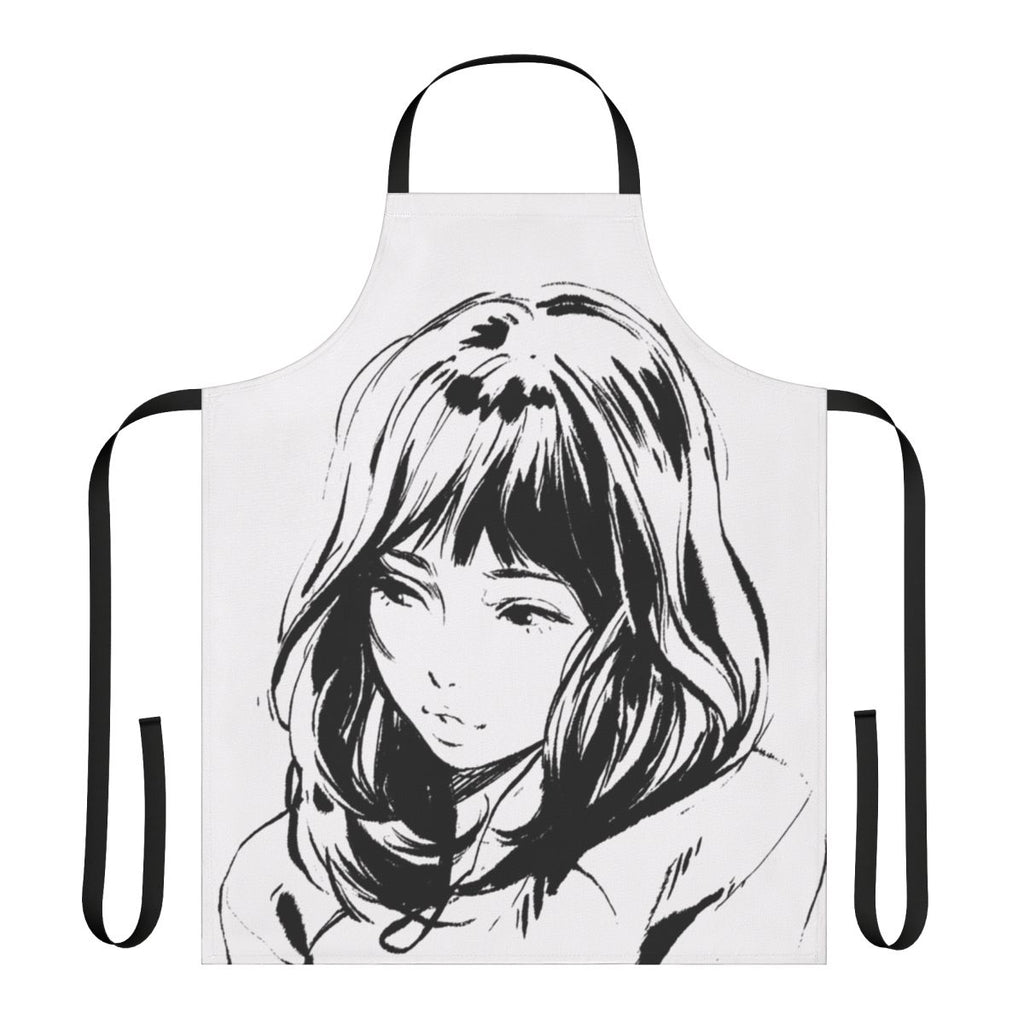 Sleek and minimalist anime-inspired apron in black and white