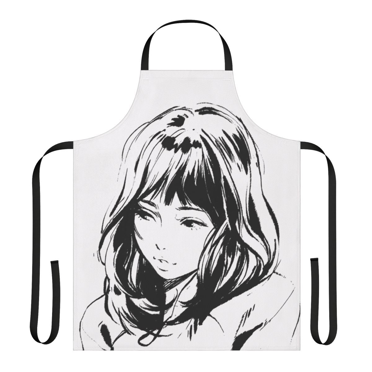 Sleek and minimalist anime-inspired apron in black and white
