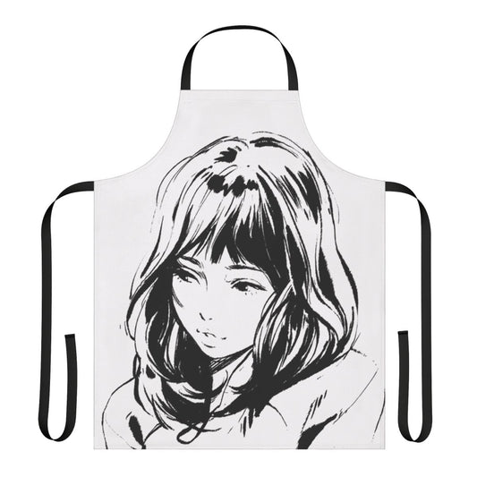 Sleek and minimalist anime-inspired apron in black and white