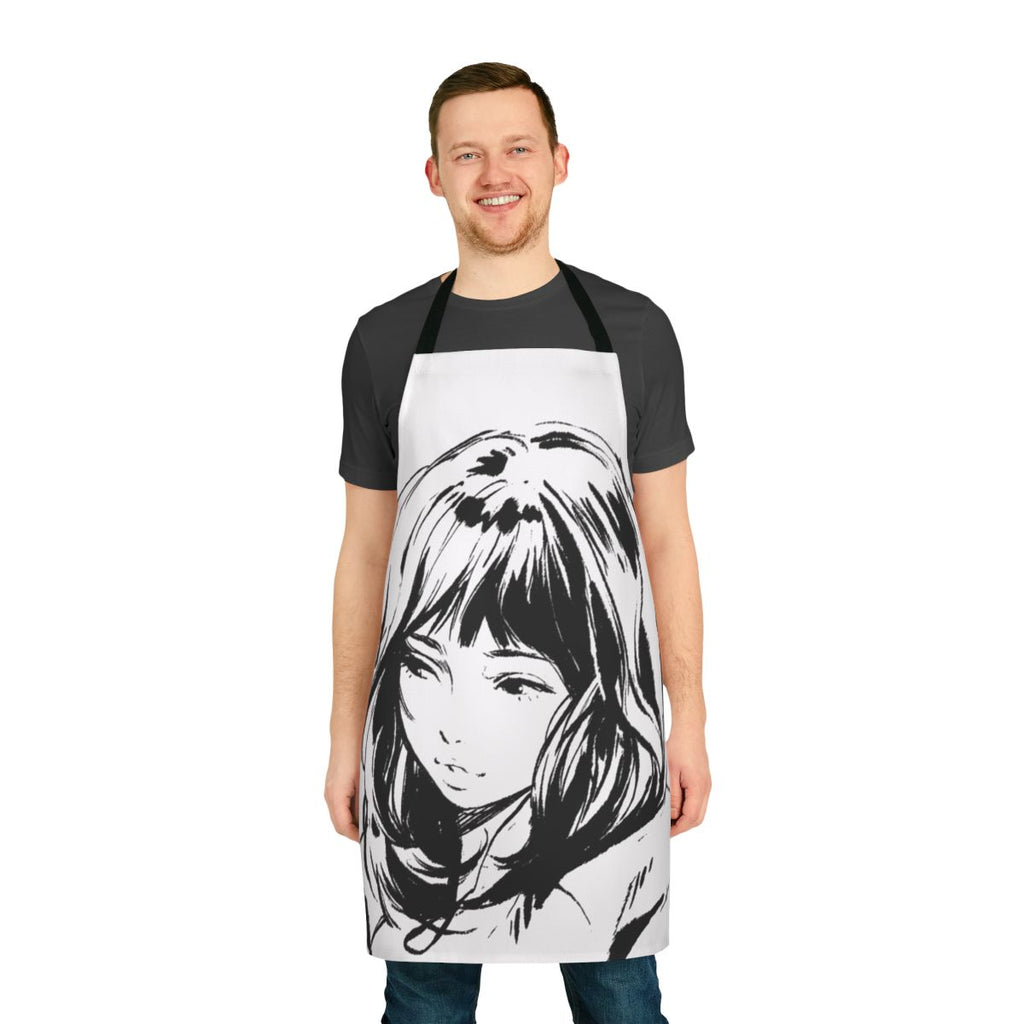 Sleek and minimalist anime-inspired apron in black and white