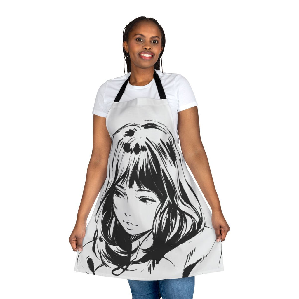 Sleek and minimalist anime-inspired apron in black and white