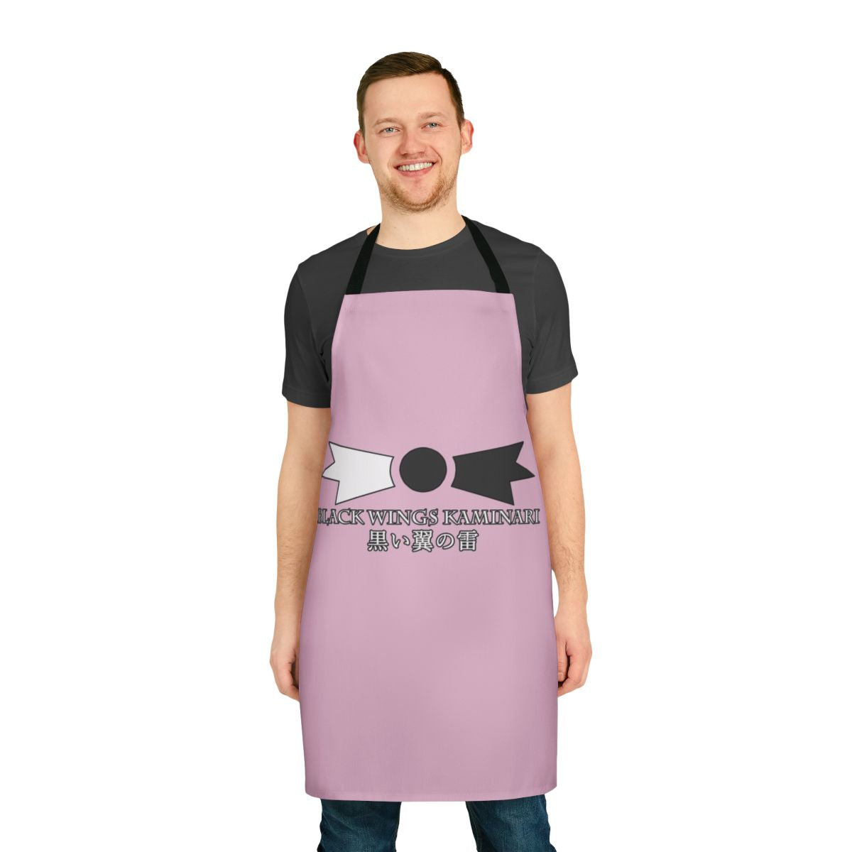 Anime-inspired black wings apron for cooking and cosplay