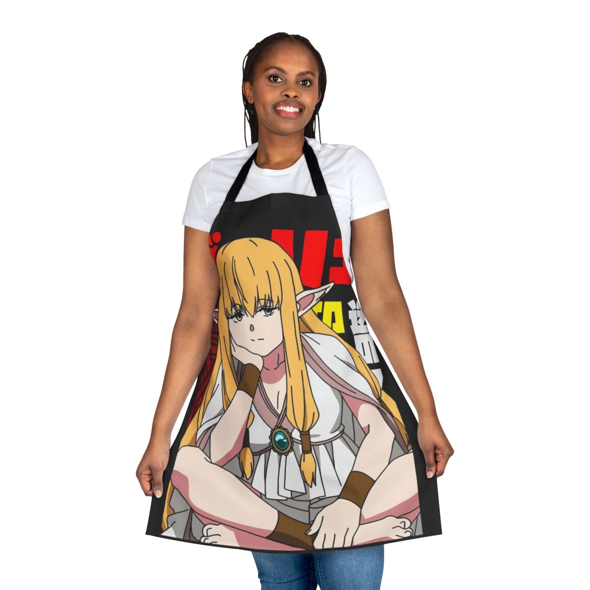 Anime-inspired elf fantasy-themed apron with elegant design for the kitchen
