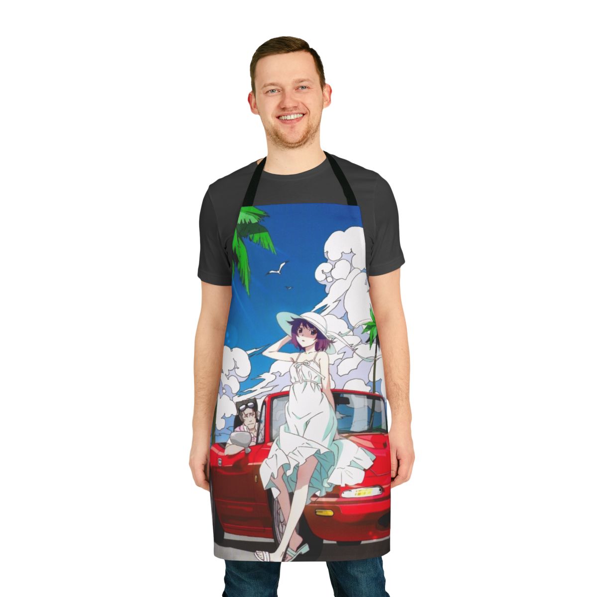 Monogatari Series-inspired apron with "Fast Love" design