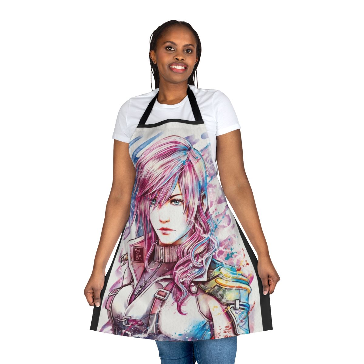 Lightning-themed apron with Claire Farron design