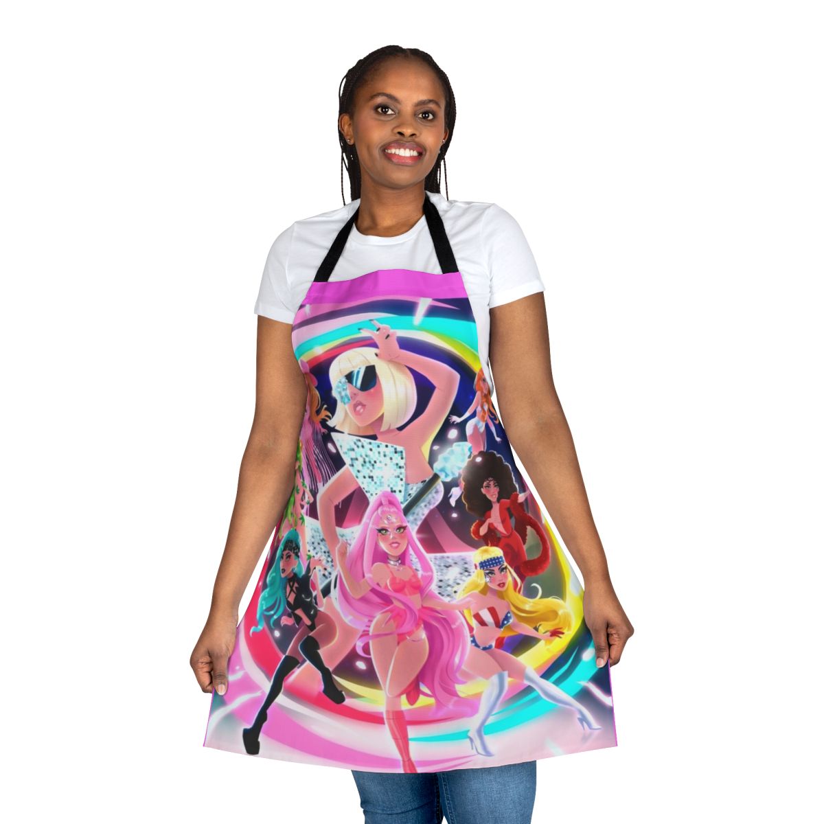 A pink apron with a heart design, perfect for celebrating an anniversary in the kitchen.