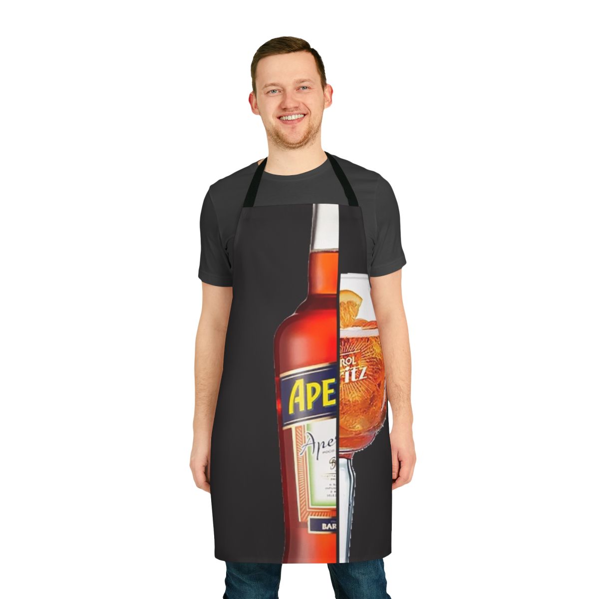 Aperol Spritz Apron with Vibrant Orange and Botanical Design