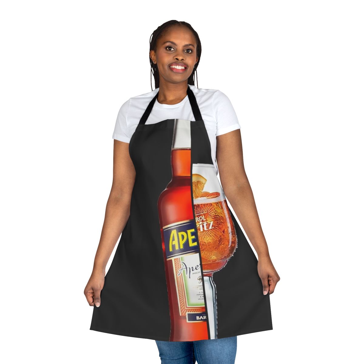 Aperol Spritz Apron with Vibrant Orange and Botanical Design