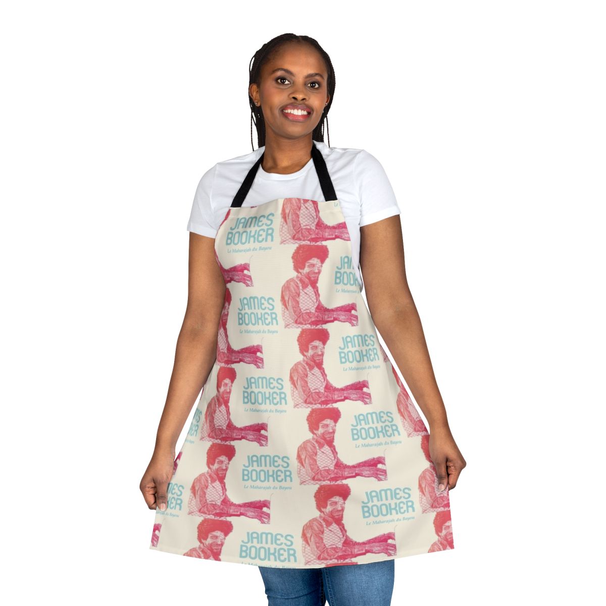 Apron featuring portrait of jazz pianist James Booker