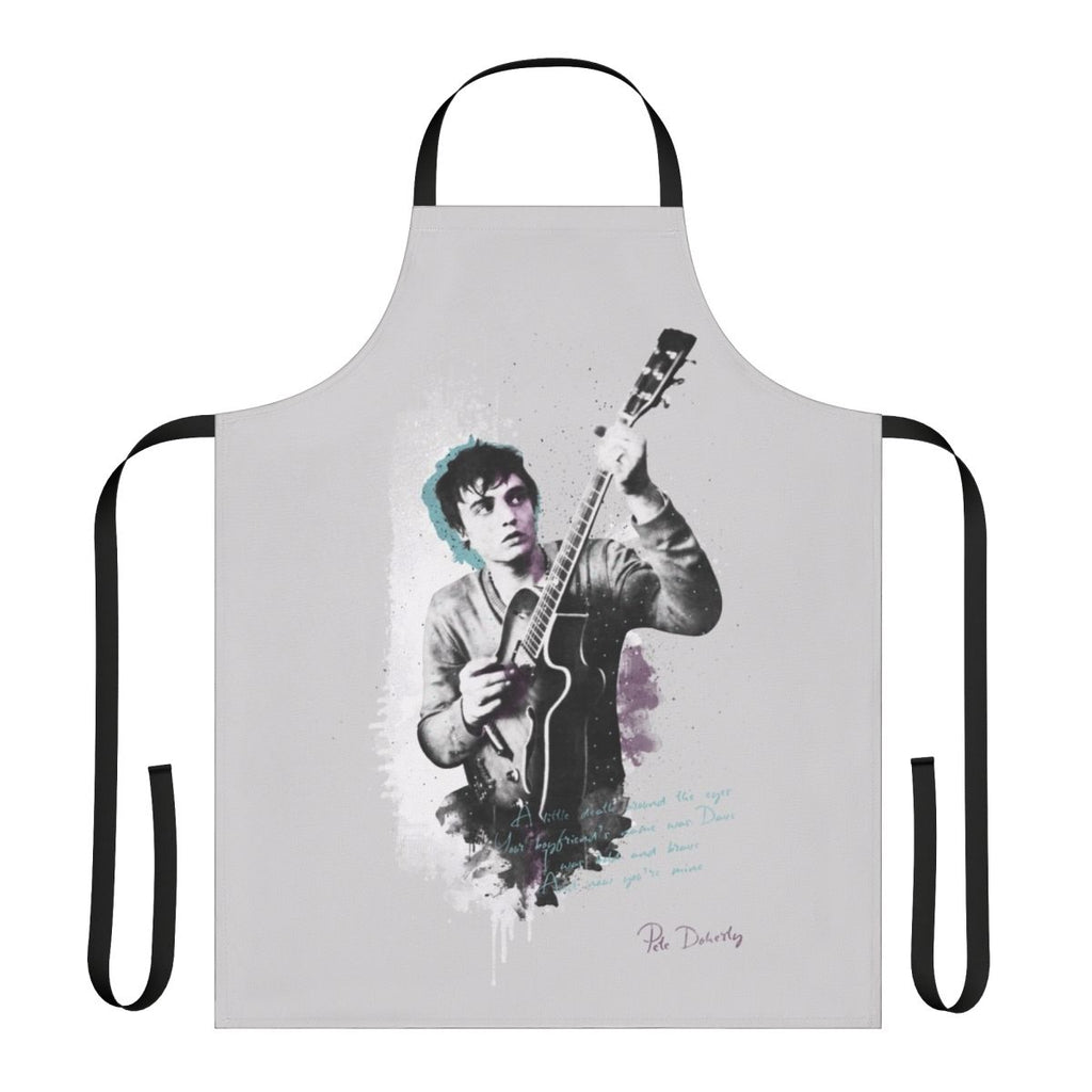 Apron with hand-drawn impressionist portrait of Pete Doherty, the British singer-songwriter and musician from the bands The Libertines and Babyshambles.