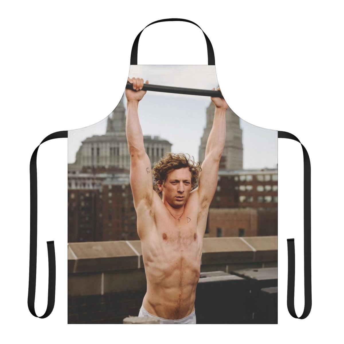 Apron featuring a shirtless image of actor Jeremy Allen White