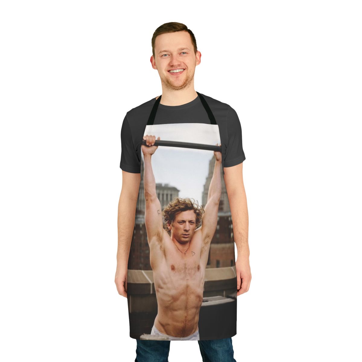 Apron featuring a shirtless image of actor Jeremy Allen White