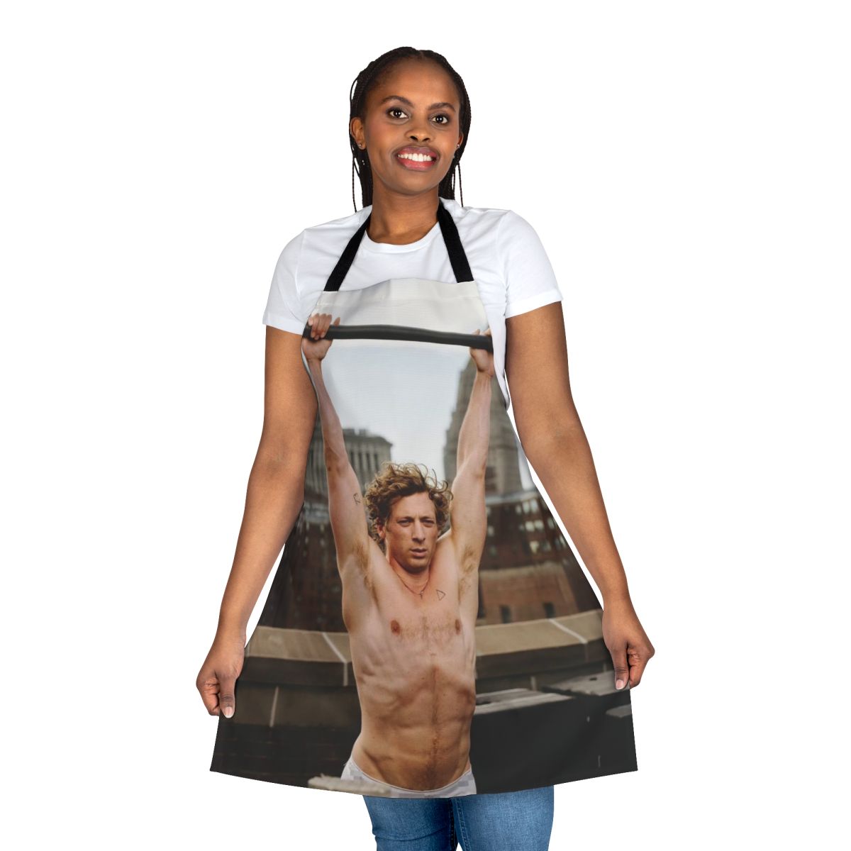 Apron featuring a shirtless image of actor Jeremy Allen White