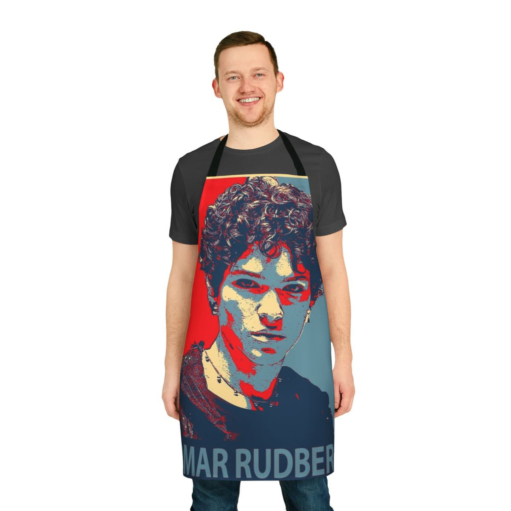 Stylish apron with the image of singer and actor Omar Rudberg