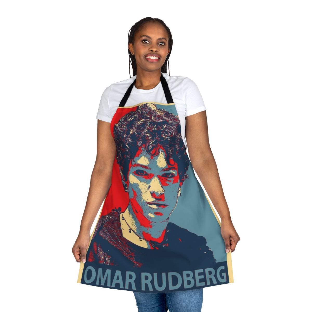 Stylish apron with the image of singer and actor Omar Rudberg