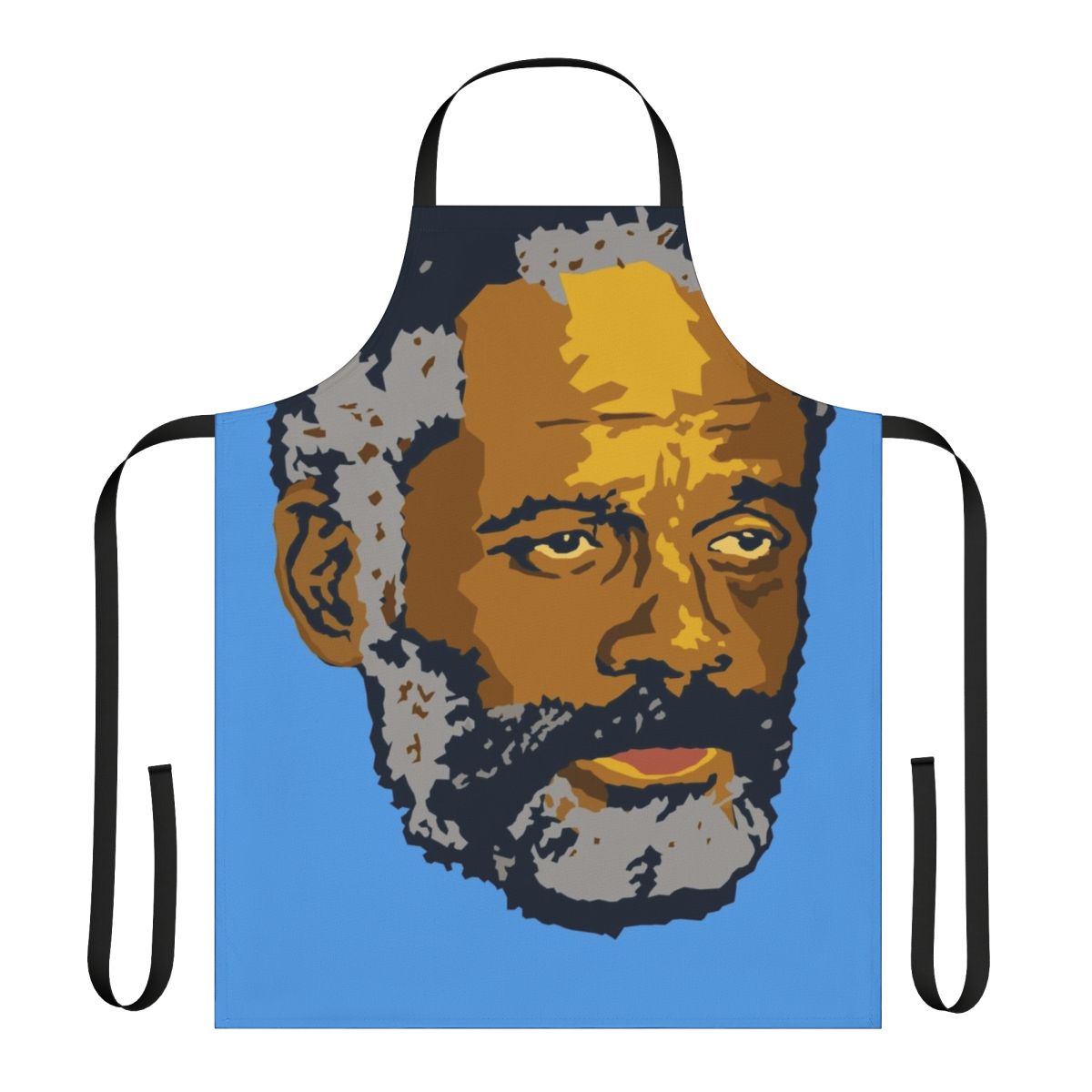 Apron with image of Ismael "Maelo" Rivera, a renowned Puerto Rican salsa, bomba, and plena music performer