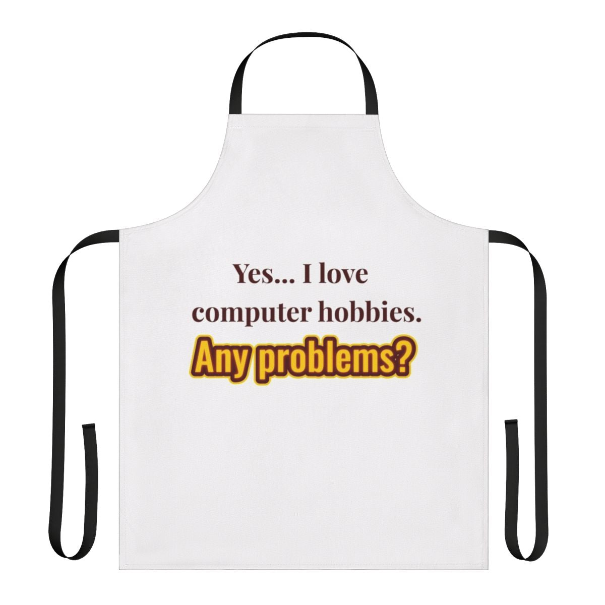 Apron with computer and gaming-themed design