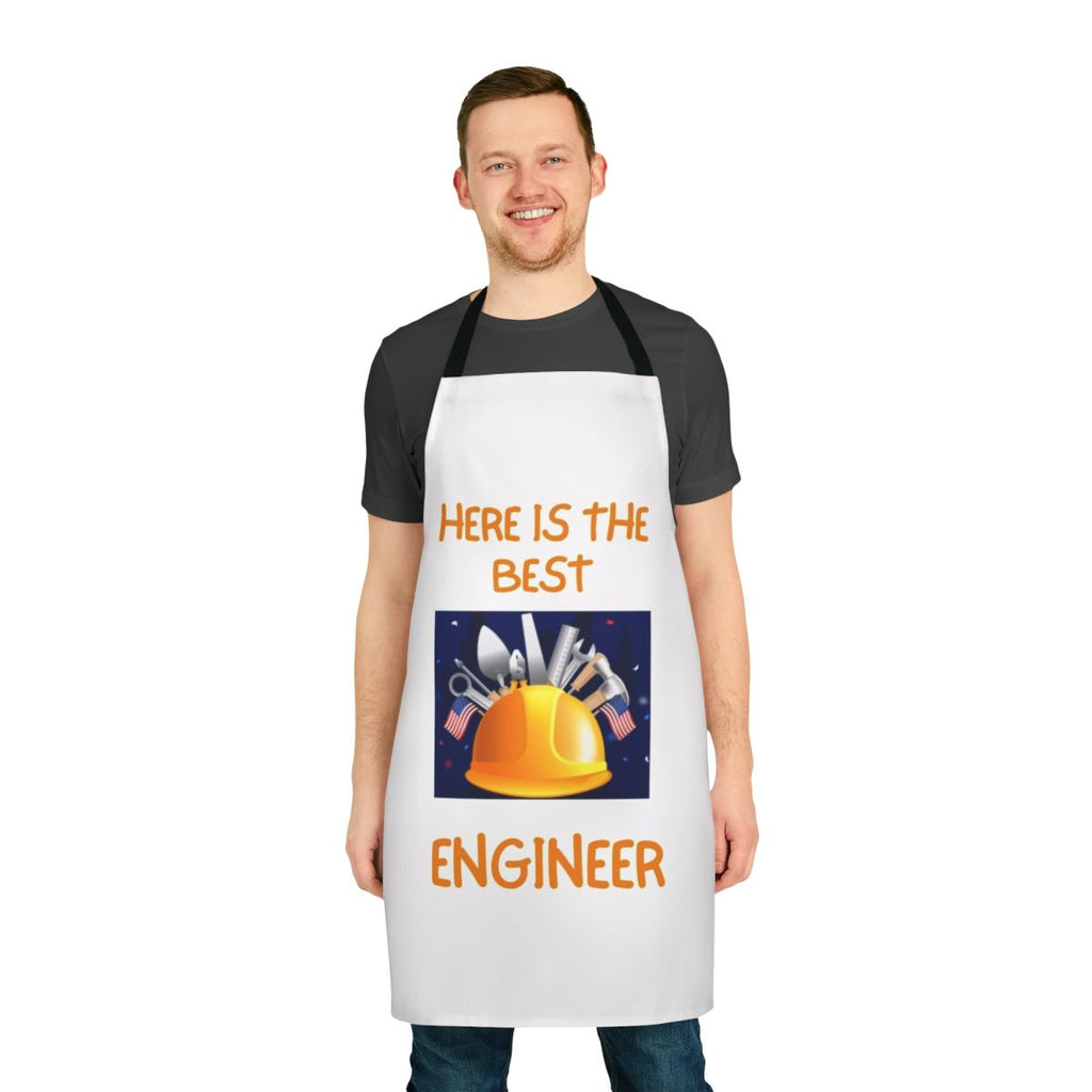 Professional-looking apron featuring engineering, science, and programming themed designs