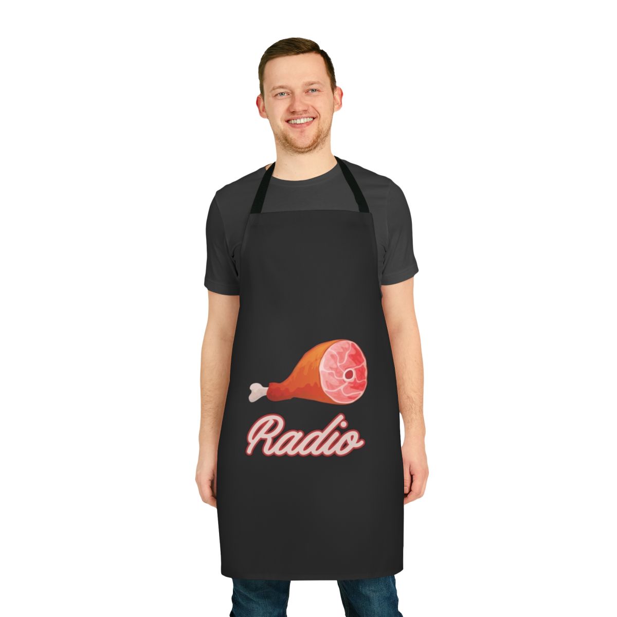 Apron for ham radio enthusiasts featuring a radio antenna and communication technology design