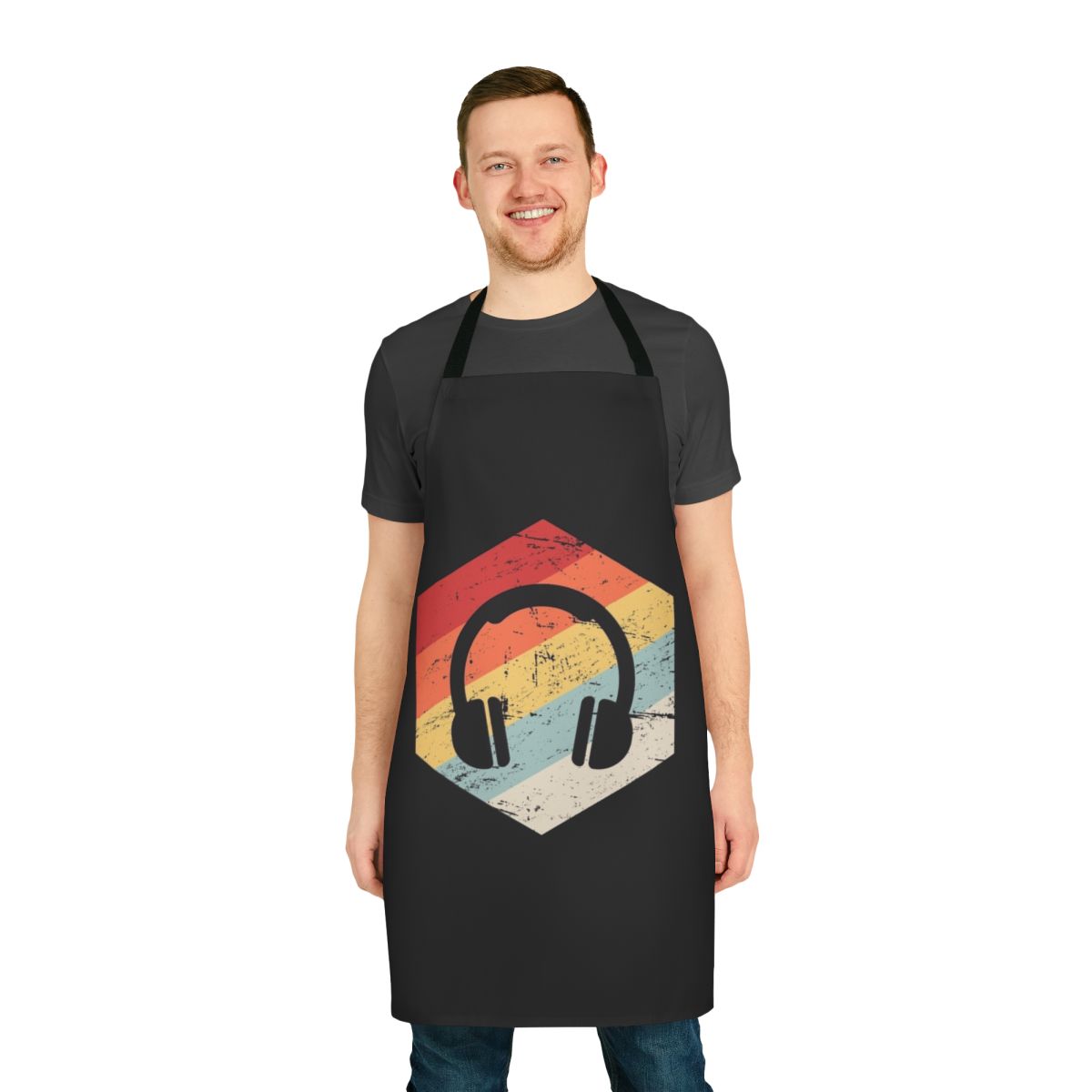 Apron with music production-themed design for music creators and audio professionals