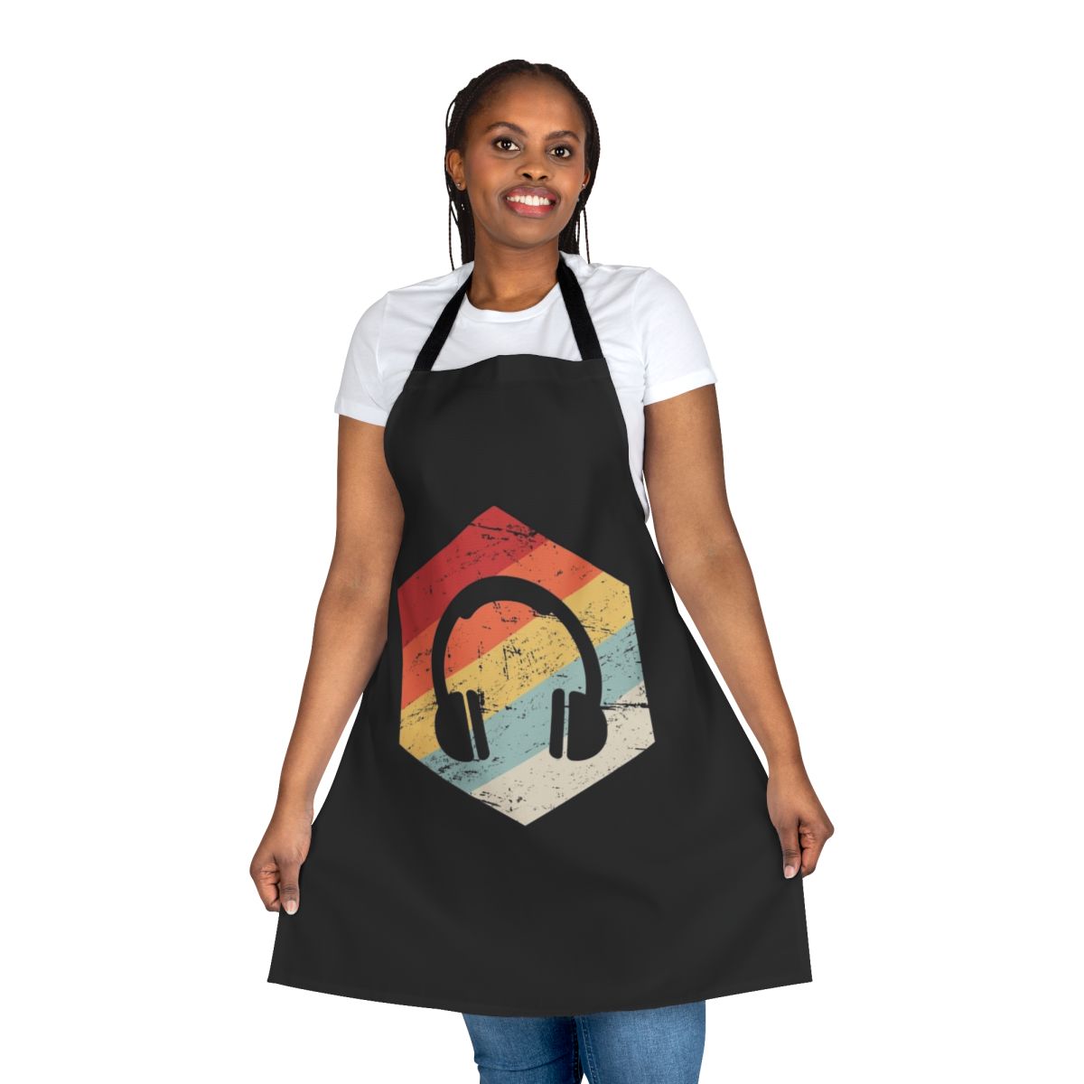 Apron with music production-themed design for music creators and audio professionals